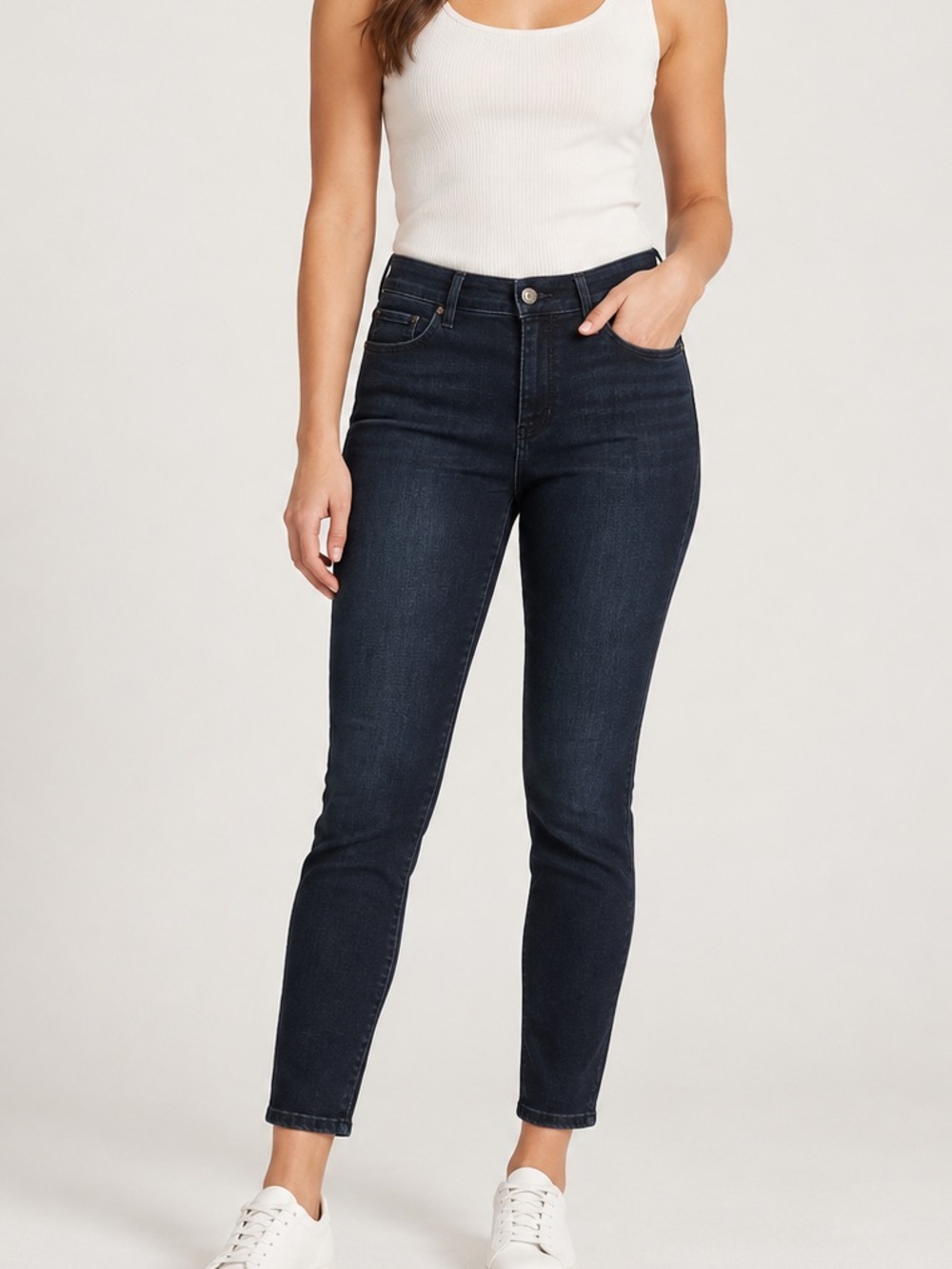 Loft Outlet High-Rise Dark Blue Skinny Jeans for Women